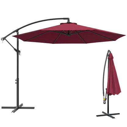 10' Deluxe Patio Umbrella, Banana Hanging Offset Sunshade, Wine Red Cantilever Umbrellas Wine Red at Gallery Canada