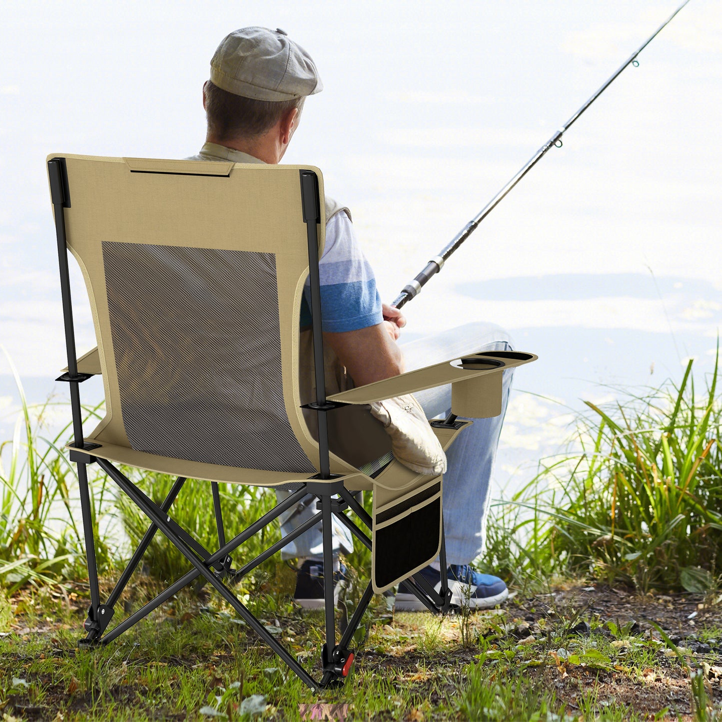 Reclining Camping Chair with Removable Footrest and Adjustable Backrest, Green Outdoor at Gallery Canada