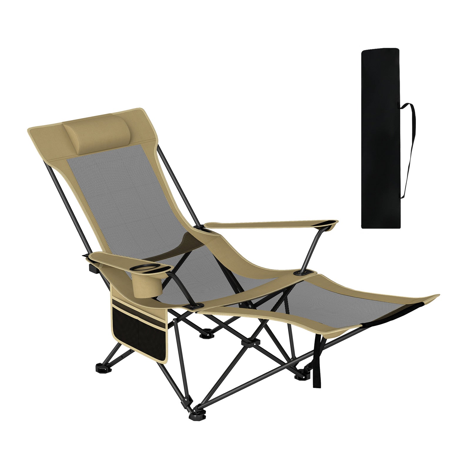 Reclining Camping Chair with Removable Footrest and Adjustable Backrest, Green Outdoor at Gallery Canada