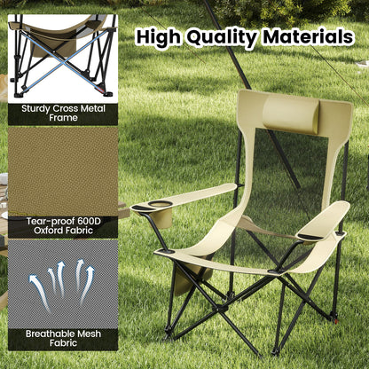 Reclining Camping Chair with Removable Footrest and Adjustable Backrest, Green Outdoor at Gallery Canada