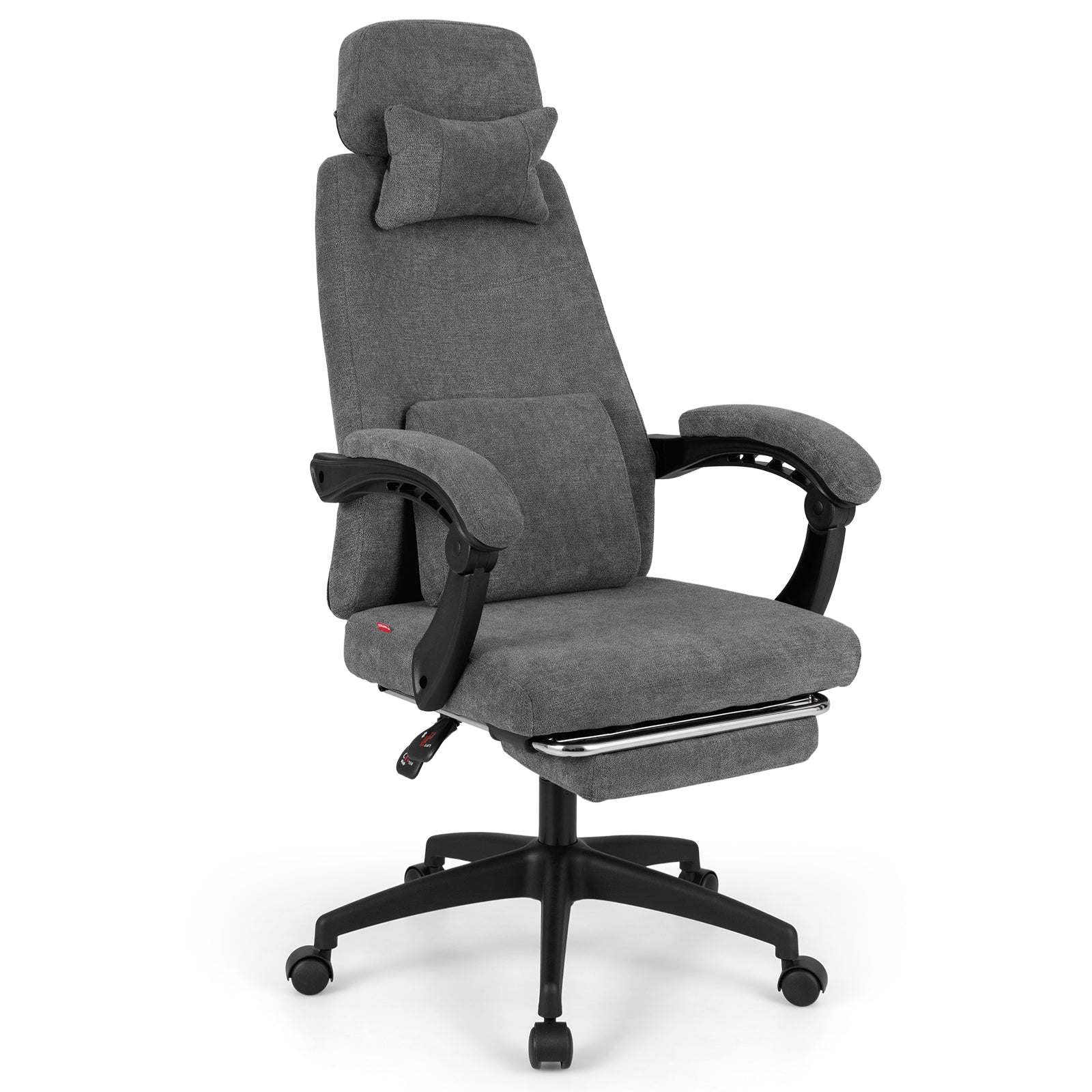 Reclining Office Chair Chenille Fabric Upholstered Computer Desk Chair, Gray Ergonomic Chairs at Gallery Canada