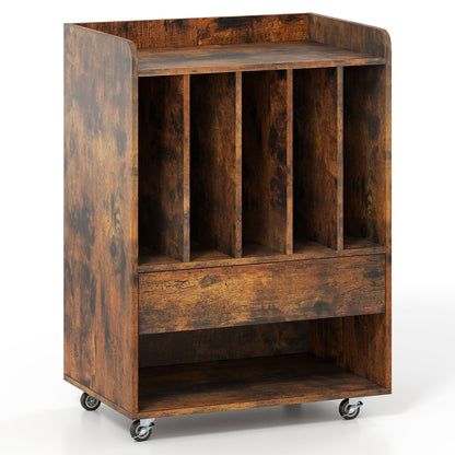 Record Player Stand Turntable Stand with Drawer and Record Holder, Brown Cabinets & Chests Brown at Gallery Canada