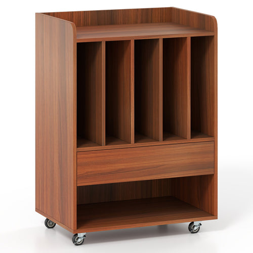 Record Player Stand Turntable Stand with Drawer and Record Holder, Walnut