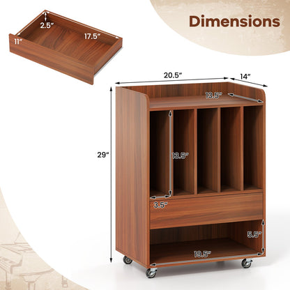 Record Player Stand Turntable Stand with Drawer and Record Holder, Walnut Cabinets & Chests at Gallery Canada