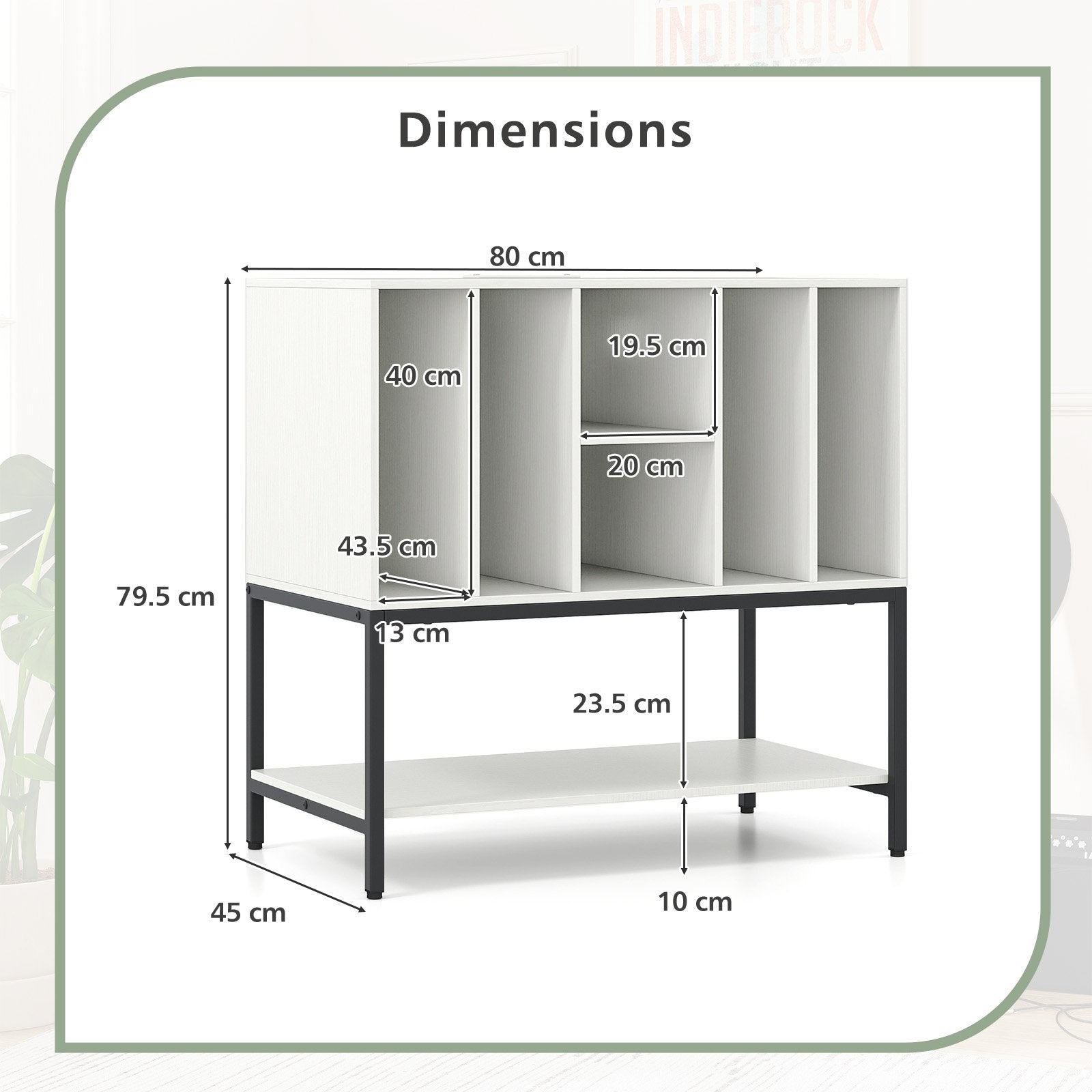 Record Player Stand with Charging Station and Metal Frame, White End & Side Tables at Gallery Canada