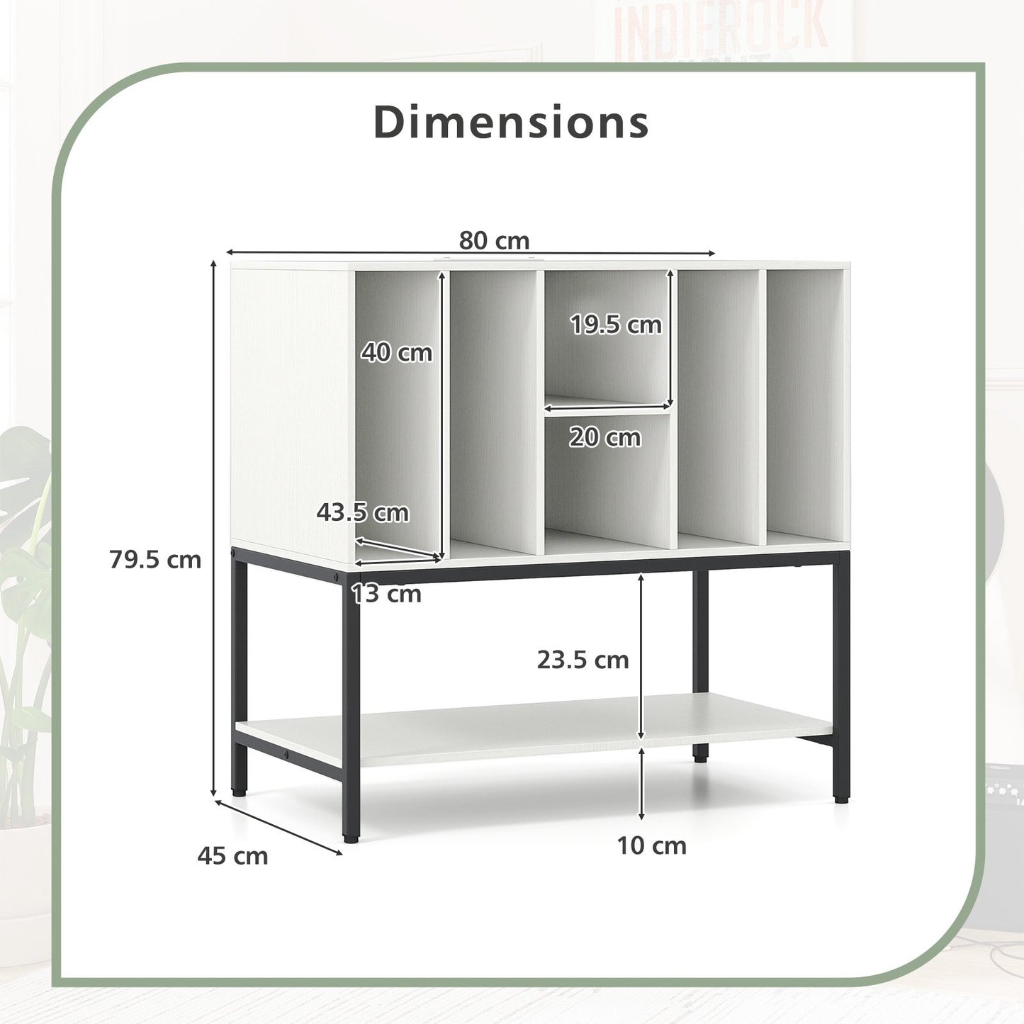 Record Player Stand with Charging Station and Metal Frame, White End & Side Tables at Gallery Canada