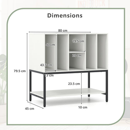 Record Player Stand with Charging Station and Metal Frame, White End & Side Tables at Gallery Canada