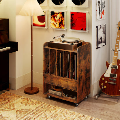 Record Player Stand With Drawer And Record Holder, Brown Cabinets & Chests at Gallery Canada