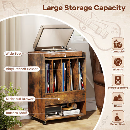 Record Player Stand With Drawer And Record Holder, Brown Cabinets & Chests at Gallery Canada