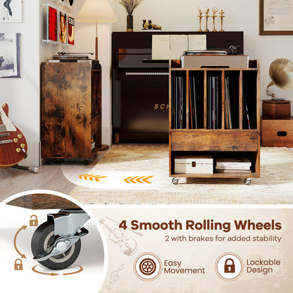 Record Player Stand With Drawer And Record Holder, Brown Cabinets & Chests at Gallery Canada