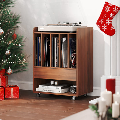 Record Player Stand With Drawer, Record Holder, Walnut Cabinets & Chests at Gallery Canada