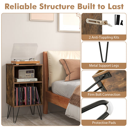 Record Player Stand With Charging Station, Rustic Brown End & Side Tables at Gallery Canada