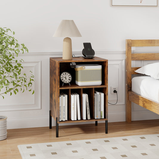 Record Player Stand With Storage Shelf, Charging Station, Coffee End & Side Tables Coffee at Gallery Canada