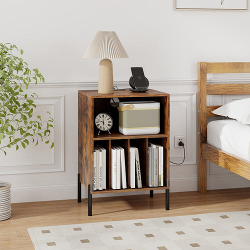 Record Player Stand With Storage Shelf, Charging Station, Coffee