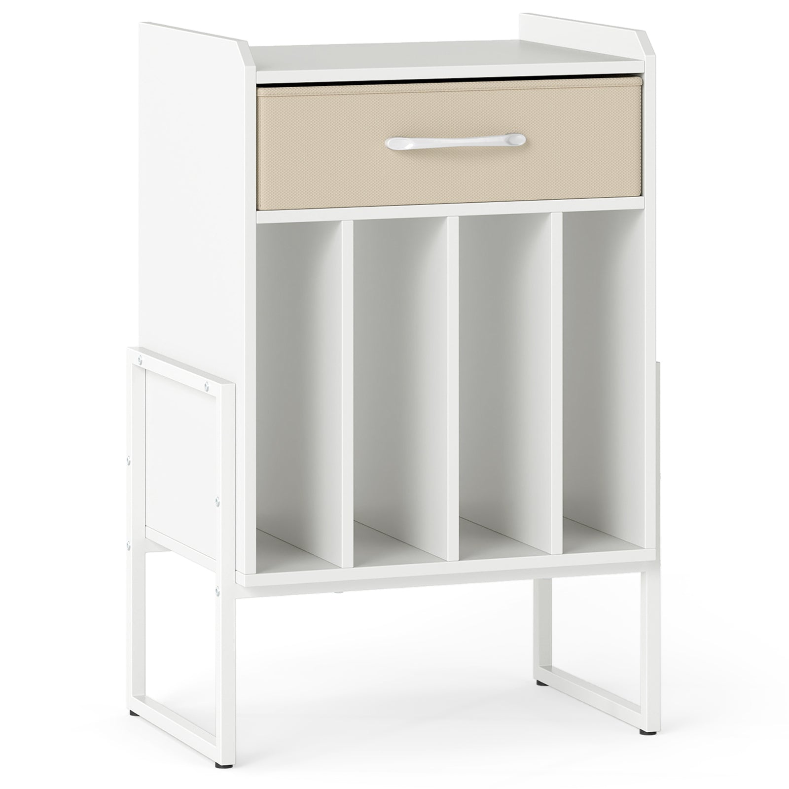 Record Player Stand with Drawer and Record Holder, White End & Side Tables White at Gallery Canada