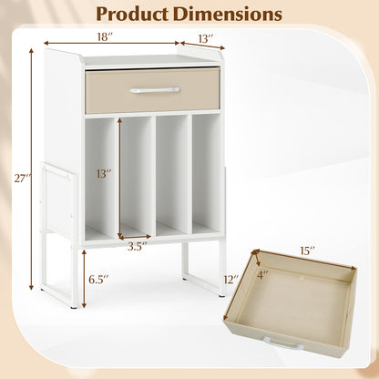 Record Player Stand with Drawer and Record Holder, White End & Side Tables at Gallery Canada