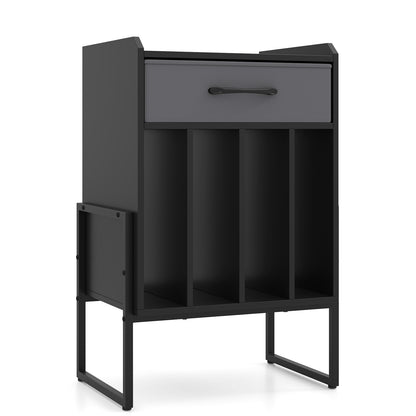 Record Player Stand with Drawer and Record Holder, Black End & Side Tables at Gallery Canada