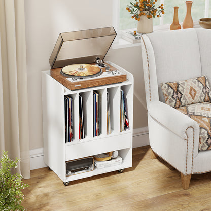 Record Player Stand Turntable Stand with Drawer and Record Holder, White Cabinets & Chests at Gallery Canada