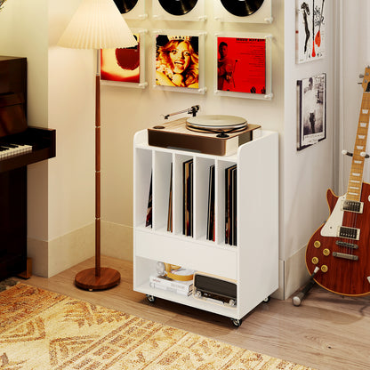 Record Player Stand Turntable Stand with Drawer and Record Holder, White Cabinets & Chests at Gallery Canada