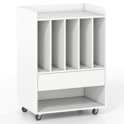 Record Player Stand Turntable Stand with Drawer and Record Holder, White