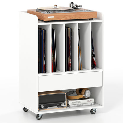 Record Player Stand Turntable Stand with Drawer and Record Holder, White Cabinets & Chests at Gallery Canada