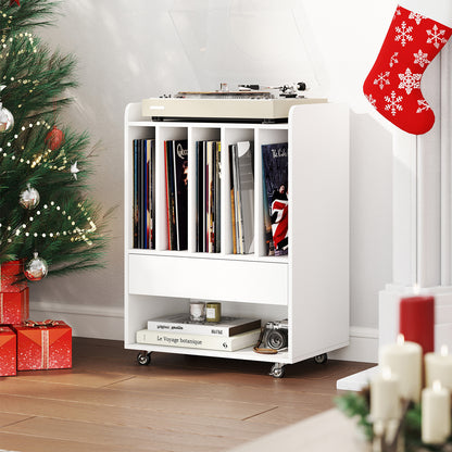 Record Player Stand Turntable Stand with Drawer and Record Holder, White Cabinets & Chests at Gallery Canada