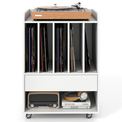Record Player Stand Turntable Stand with Drawer and Record Holder, White Cabinets & Chests at Gallery Canada