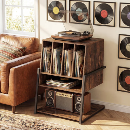 Rolling Turntable Stand With Power Outlets, Rustic Brown End & Side Tables at Gallery Canada