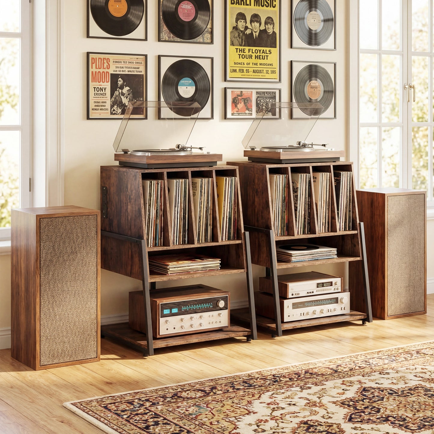 Rolling Turntable Stand With Power Outlets, Rustic Brown End & Side Tables at Gallery Canada