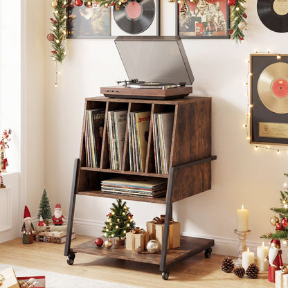 Rolling Turntable Stand With Power Outlets, Rustic Brown End & Side Tables at Gallery Canada