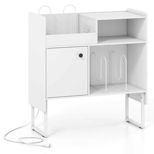 Record Player Stand with Outlets, Vinyl Storage for 250 Albums, White End & Side Tables White at Gallery Canada