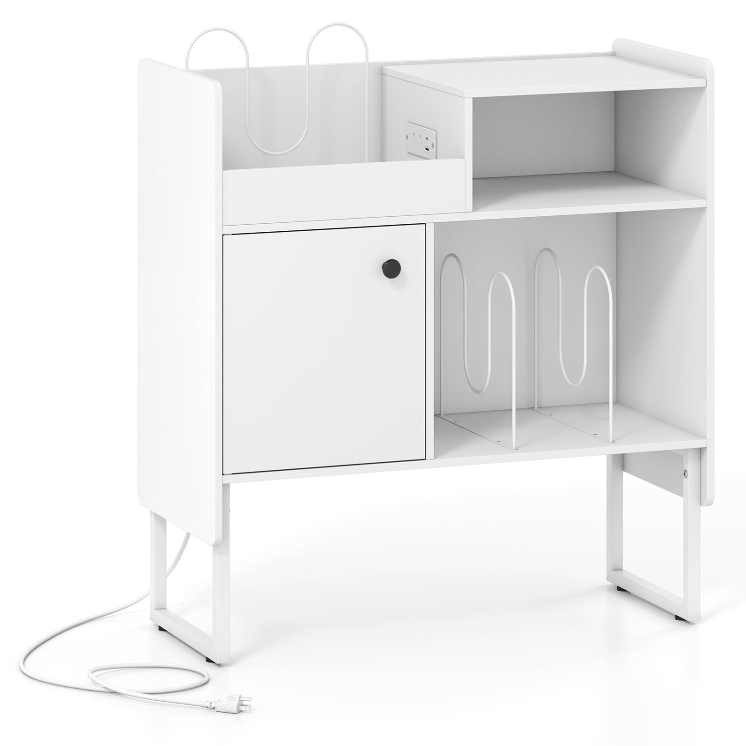 Record Player Stand with Outlets, Vinyl Storage for 250 Albums, White End & Side Tables at Gallery Canada