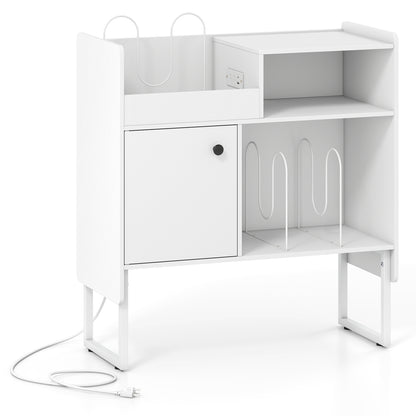 Record Player Stand with Outlets, Vinyl Storage for 250 Albums, White End & Side Tables White at Gallery Canada