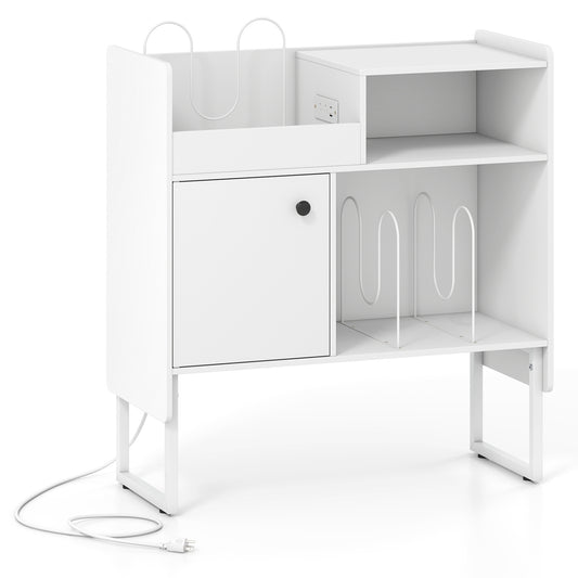 Record Player Stand with Outlets, Vinyl Storage for 250 Albums, White End & Side Tables White at Gallery Canada
