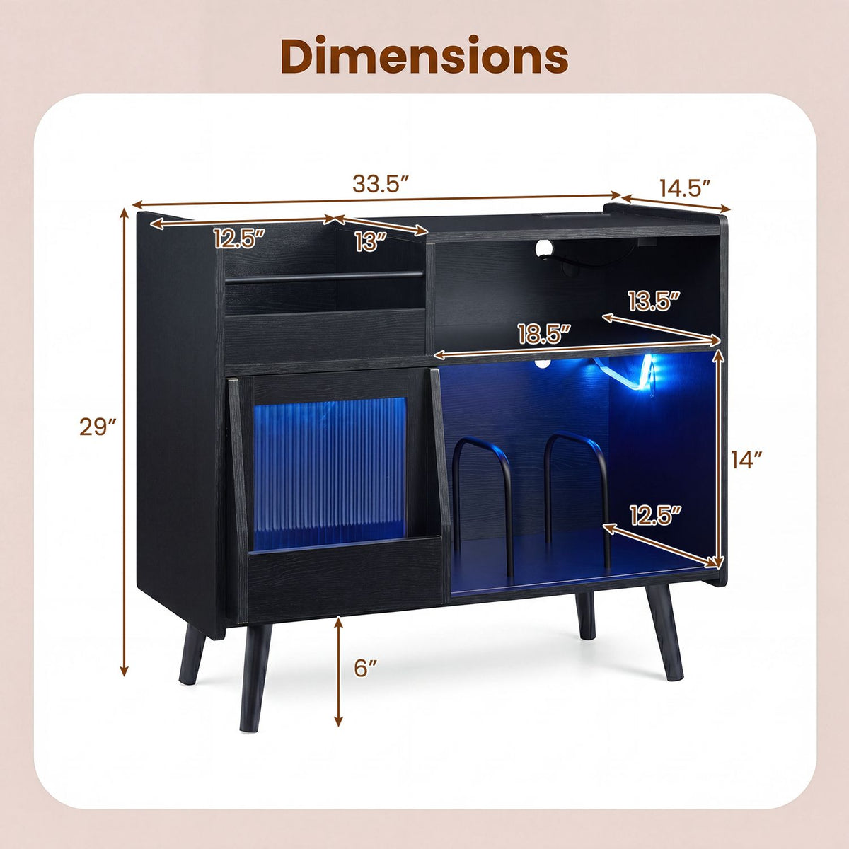 Record Player Stand with LED Light, Black End & Side Tables at Gallery Canada