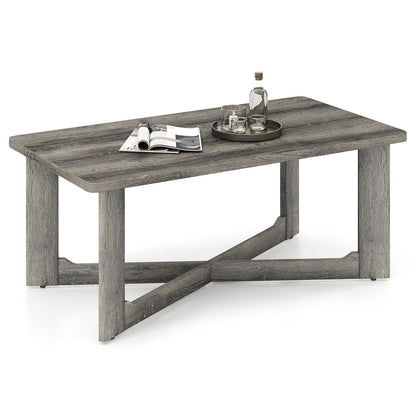Rectangle Coffee Table Rubber Wood with X-Shaped Base, Gray Coffee Tables at Gallery Canada