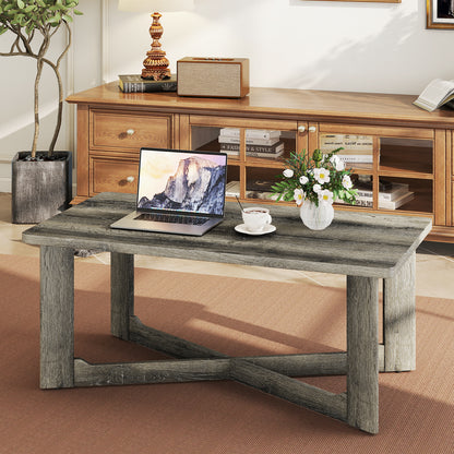 Rectangle Coffee Table Rubber Wood with X-Shaped Base, Gray Coffee Tables at Gallery Canada