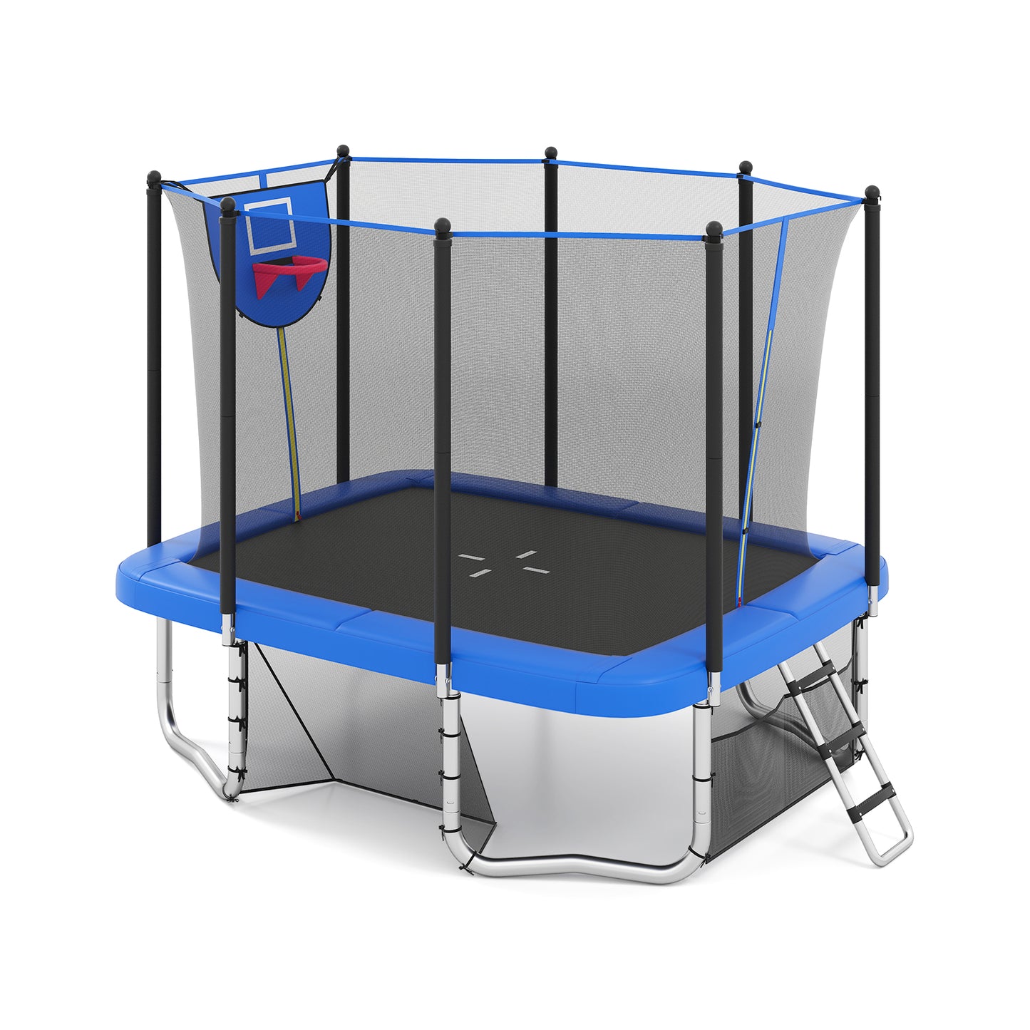 Rectangle Outdoor Trampoline 10 x 8 FT Heavy-Duty Trampoline with Basketball Hoop, Blue Trampolines at Gallery Canada