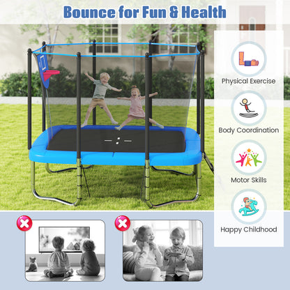 Rectangle Outdoor Trampoline 10 x 8 FT Heavy-Duty Trampoline with Basketball Hoop, Blue Trampolines at Gallery Canada