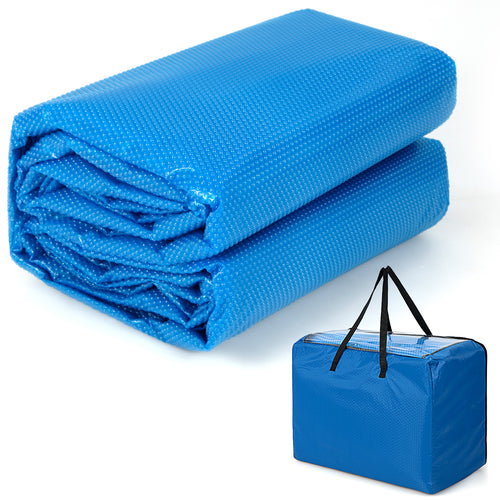 Rectangle Swimming Pool Cover 12-MIL Heat Retaining Pool Solar Blanket with Carrying Bag-32FT x 16FT, Blue