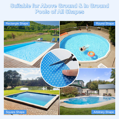 Rectangle Swimming Pool Cover 12-MIL Heat Retaining Pool Solar Blanket with Carrying Bag-32FT x 16FT, Blue Swimming Pools at Gallery Canada