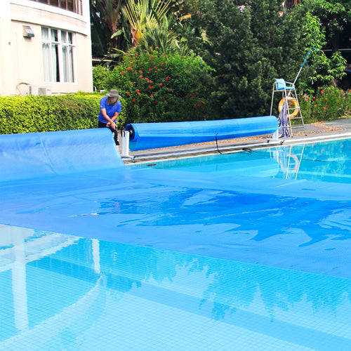 Rectangle Swimming Pool Cover 12-MIL Heat Retaining Pool Solar Blanket with Carrying Bag-36FT x 18FT, Blue