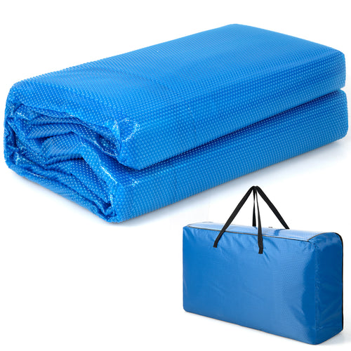 Rectangle Swimming Pool Cover 12-MIL Heat Retaining Pool Solar Blanket with Carrying Bag-36FT x 18FT, Blue