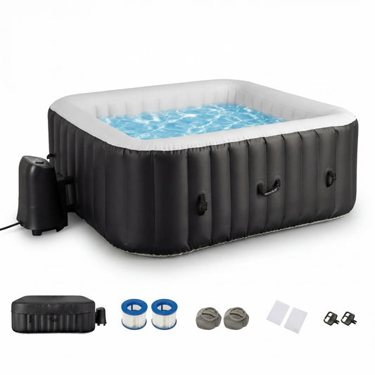 Rectangular Blowup Pool Hottub, 4-6 Person, 130 Air Jets, Black Swimming Pools Black at Gallery Canada