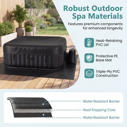 Rectangular Blowup Pool Hottub, 4-6 Person, 130 Air Jets, Black Swimming Pools at Gallery Canada