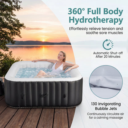 Rectangular Blowup Pool Hottub, 4-6 Person, 130 Air Jets, Black Swimming Pools at Gallery Canada