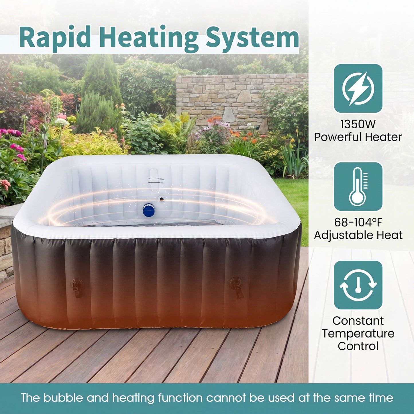 Rectangular Blowup Pool Hottub, 4-6 Person, 130 Air Jets, Black Swimming Pools at Gallery Canada