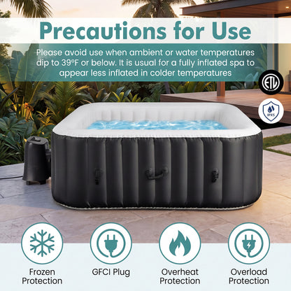 Rectangular Blowup Pool Hottub, 4-6 Person, 130 Air Jets, Black Swimming Pools at Gallery Canada