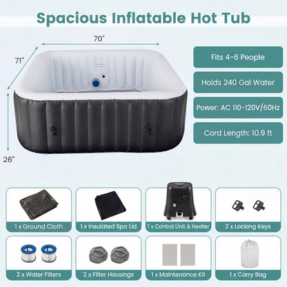 Rectangular Blowup Pool Hottub, 4-6 Person, 130 Air Jets, Black Swimming Pools at Gallery Canada