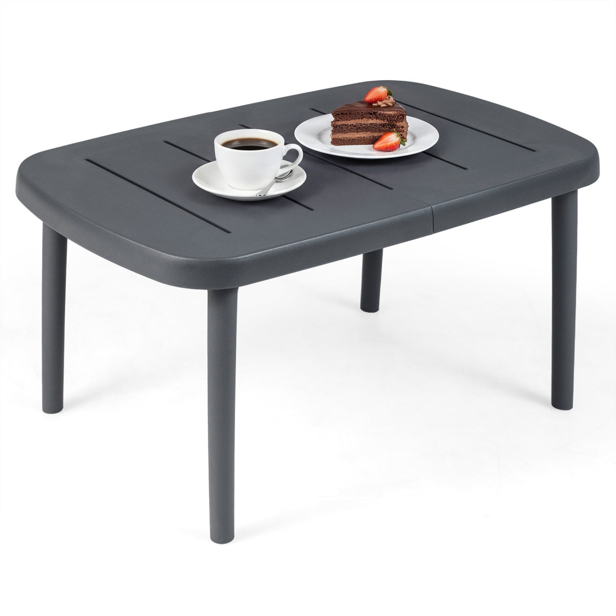 Rectangular Patio Storage Side Table, Aluminum Alloy Rods, Gray Patio Coffee Tables Gray at Gallery Canada